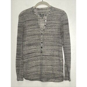 Zadig & Voltaire Long Sleeve Henley Shirt XS Trophy Gray Static transparent sexy
